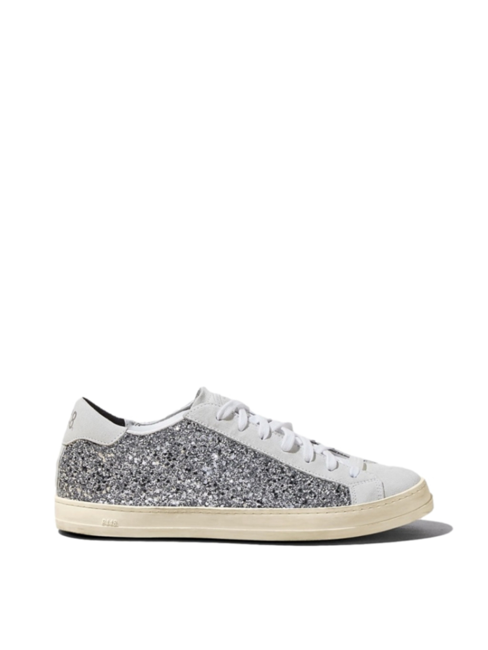 P448 Thea Glitter Sneakers Womens EU 38 US 7.5 White Silver Leather NWT